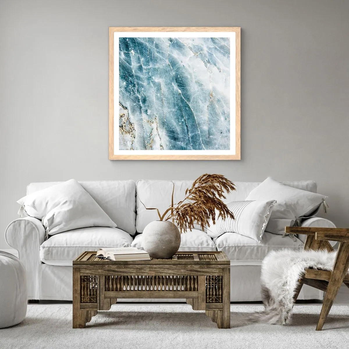Plakát v rámu světlý dub - Ledový svět - 40x40 cm