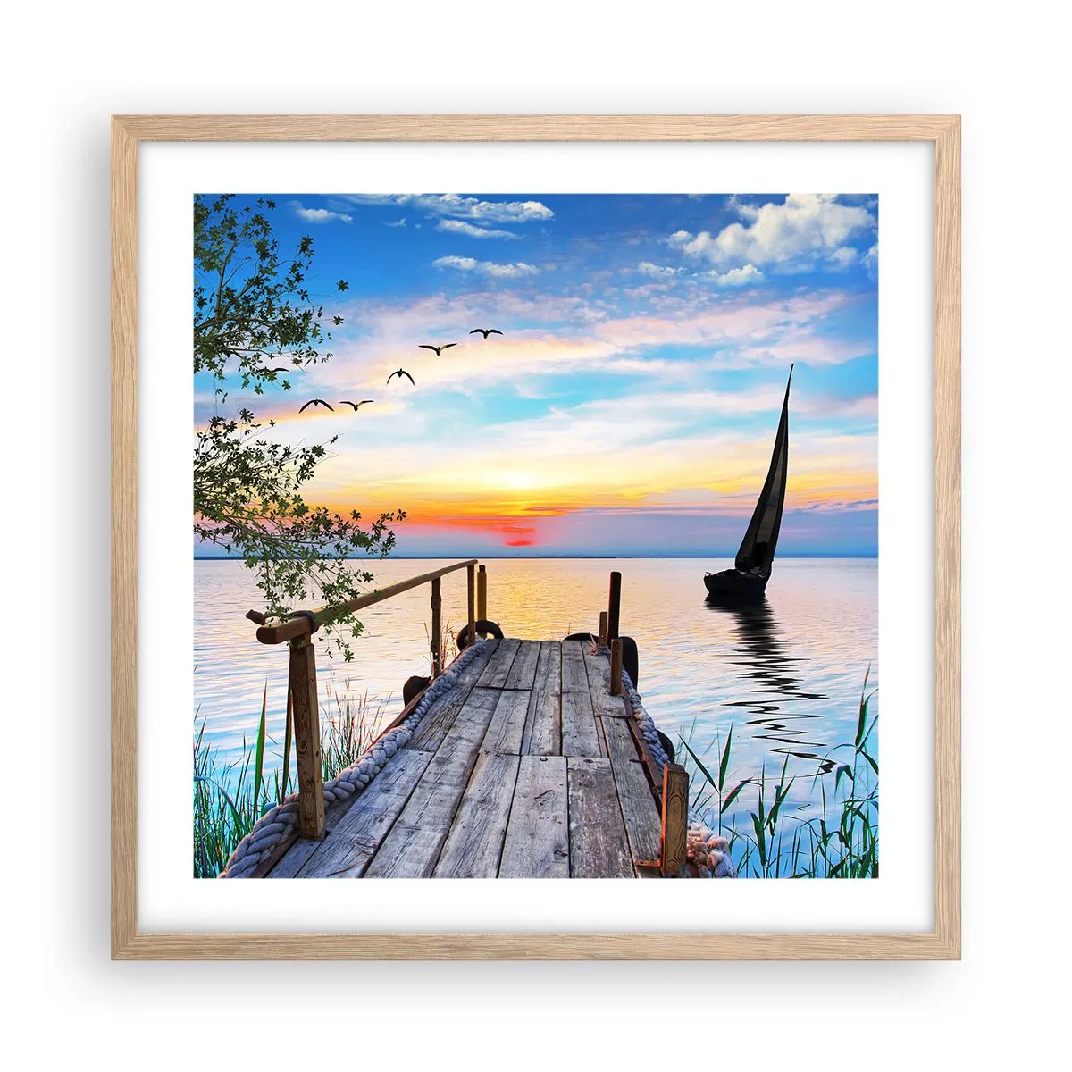 Plakát v rámu světlý dub - Dobrý večer - 50x50 cm