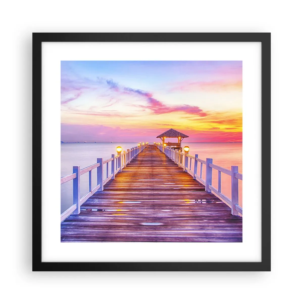 Plakát v černém rámu - Liliově-zlaté ticho večera - 40x40 cm