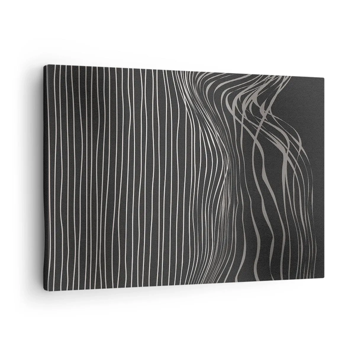 Obraz na plátně - Bílé čáry na tmavě šedém pozadí v abstraktním uspořádání - 70x50cm - Rytmus a přízvuk - Moderní nástěnná dekorace do obývacího pokoje a ložnice ARTTOR