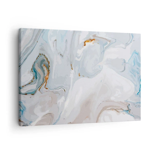 Obraz na plátně - Abstraktní vlny v odstínech modré a bílé - 70x50cm - Povznesená bílá - Moderní nástěnná dekorace do obývacího pokoje a ložnice ARTTOR