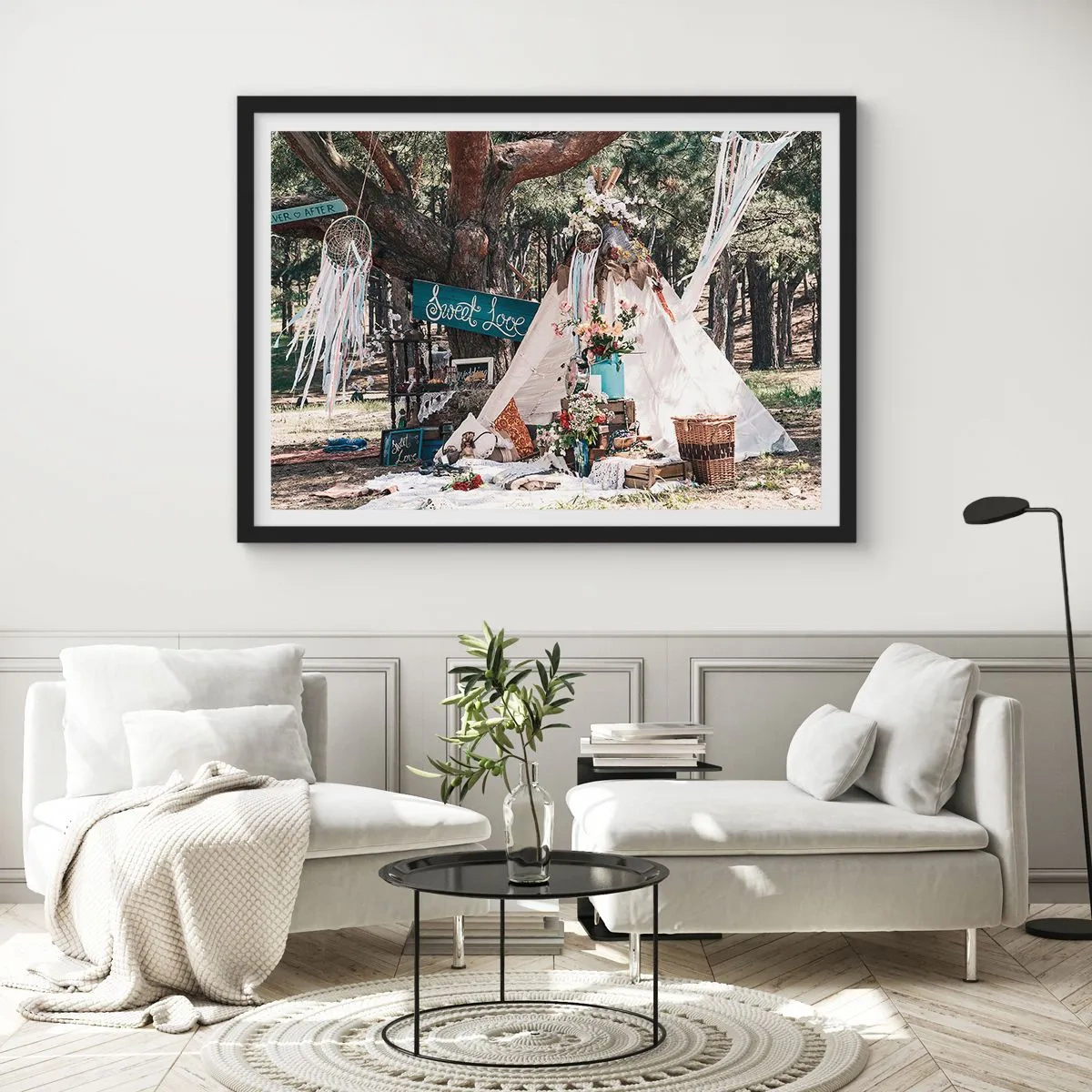 Plakát v černém rámu - Make love… - 100x70 cm