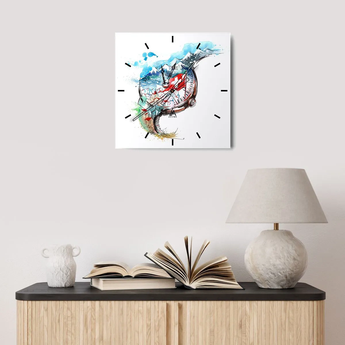 Nástěnné hodiny - Duch Švýcarska - 40x40 cm