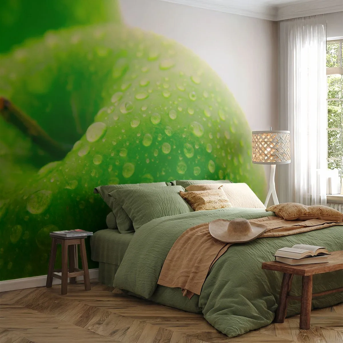 Fototapeta Samolepicí Deluxe Sticker - Zelená studená svěžest - Ovoce, Jablko, Gastronomie - 250x175 cm