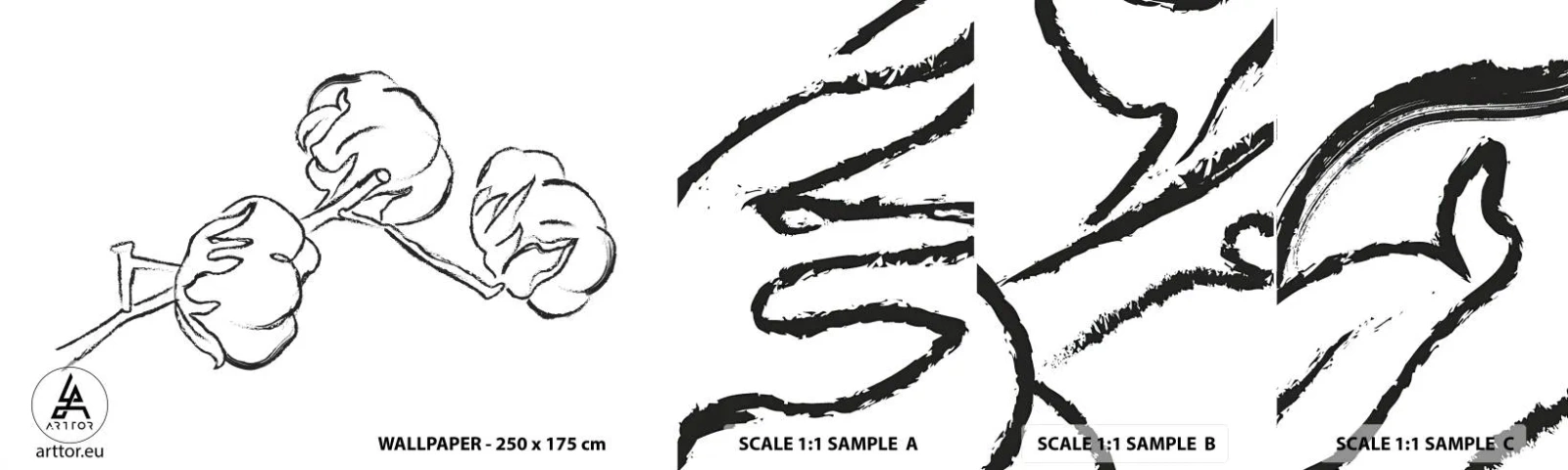 Fototapeta Vzorek Standard Eco - Bavlněné chmýří - Bavlna, Minimalismus, Obrys - 100x30 cm