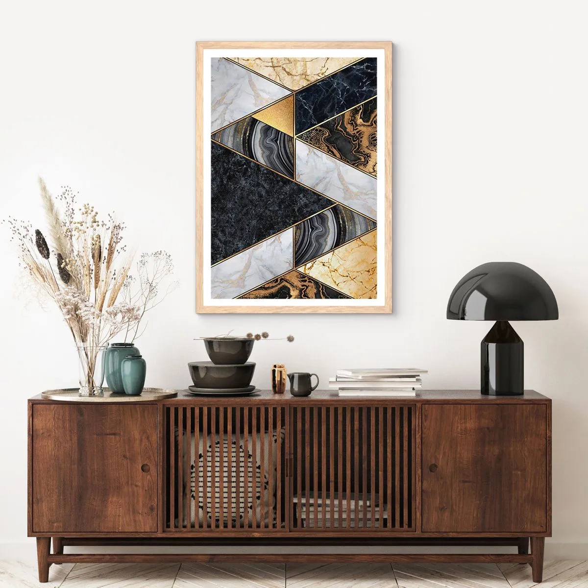 Plakát v rámu světlý dub - Kámen vedle kamene - 61x91 cm