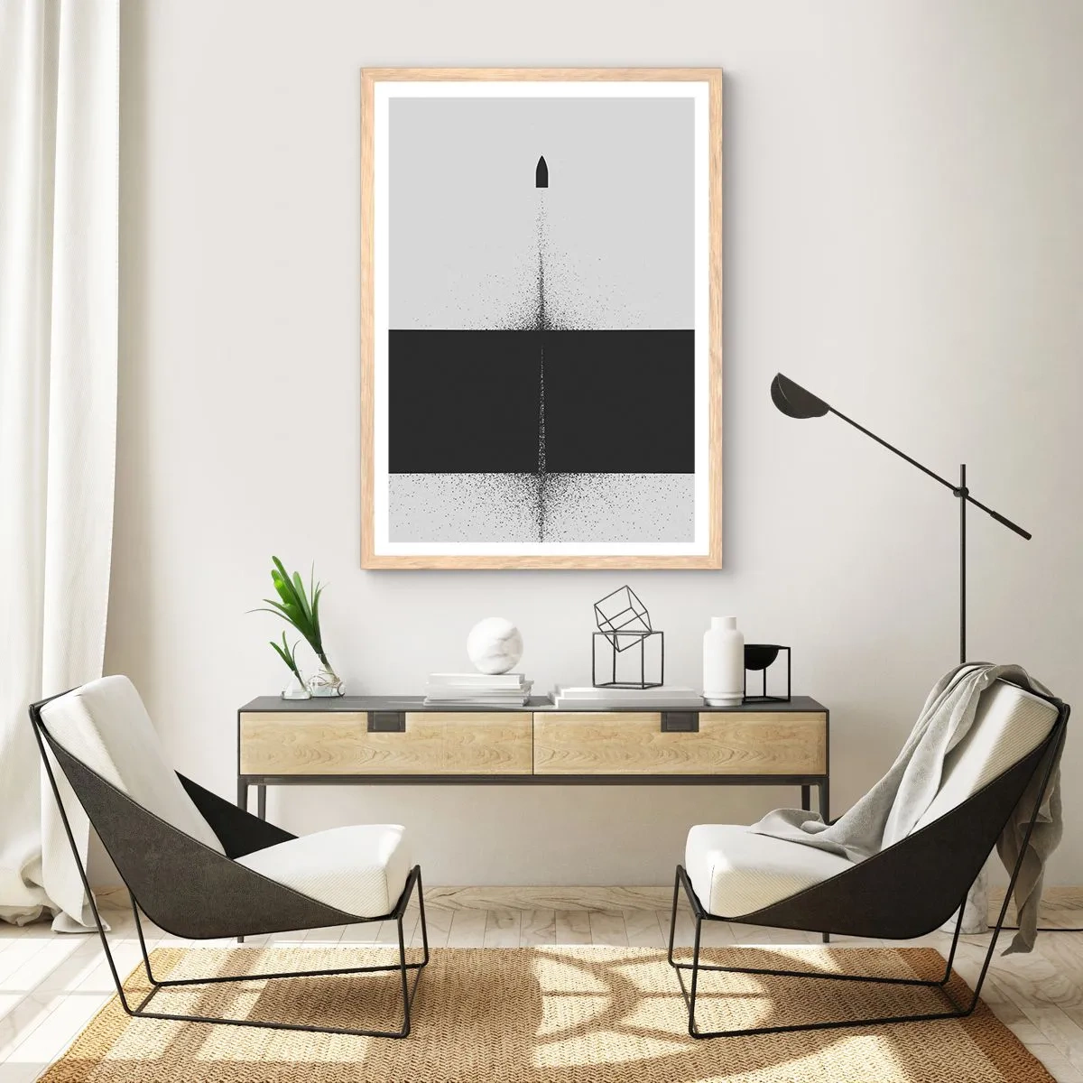 Plakát v rámu světlý dub - Přímo k cílu - 40x50 cm