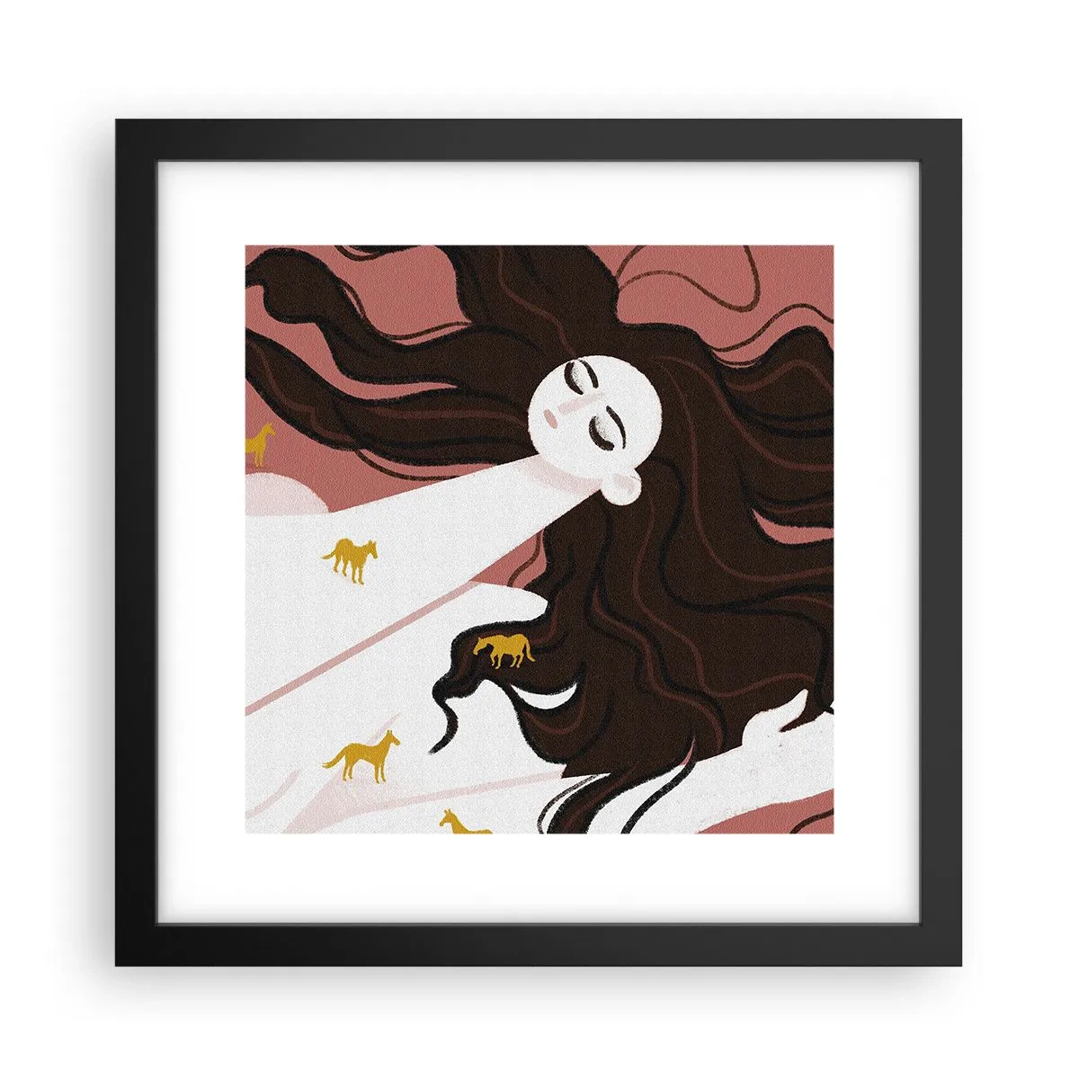 Plakát v černém rámu - Sen o zlatém koni - 30x30 cm