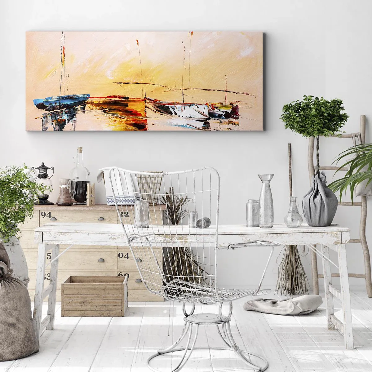 Obraz na plátně - Večer v přístavu - 100x40 cm