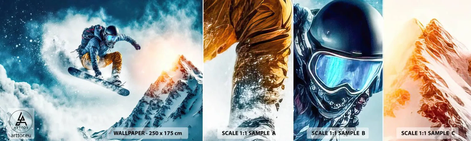 Vzor Fototapety Samolepicí Deluxe Sticker - Extrémní emoce - Snowboarding, Sport, Zima - 100x30 cm