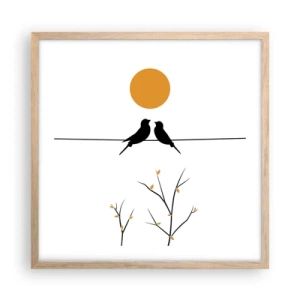 Plakát v rámu světlý dub - Slavíčí večer - 50x50 cm