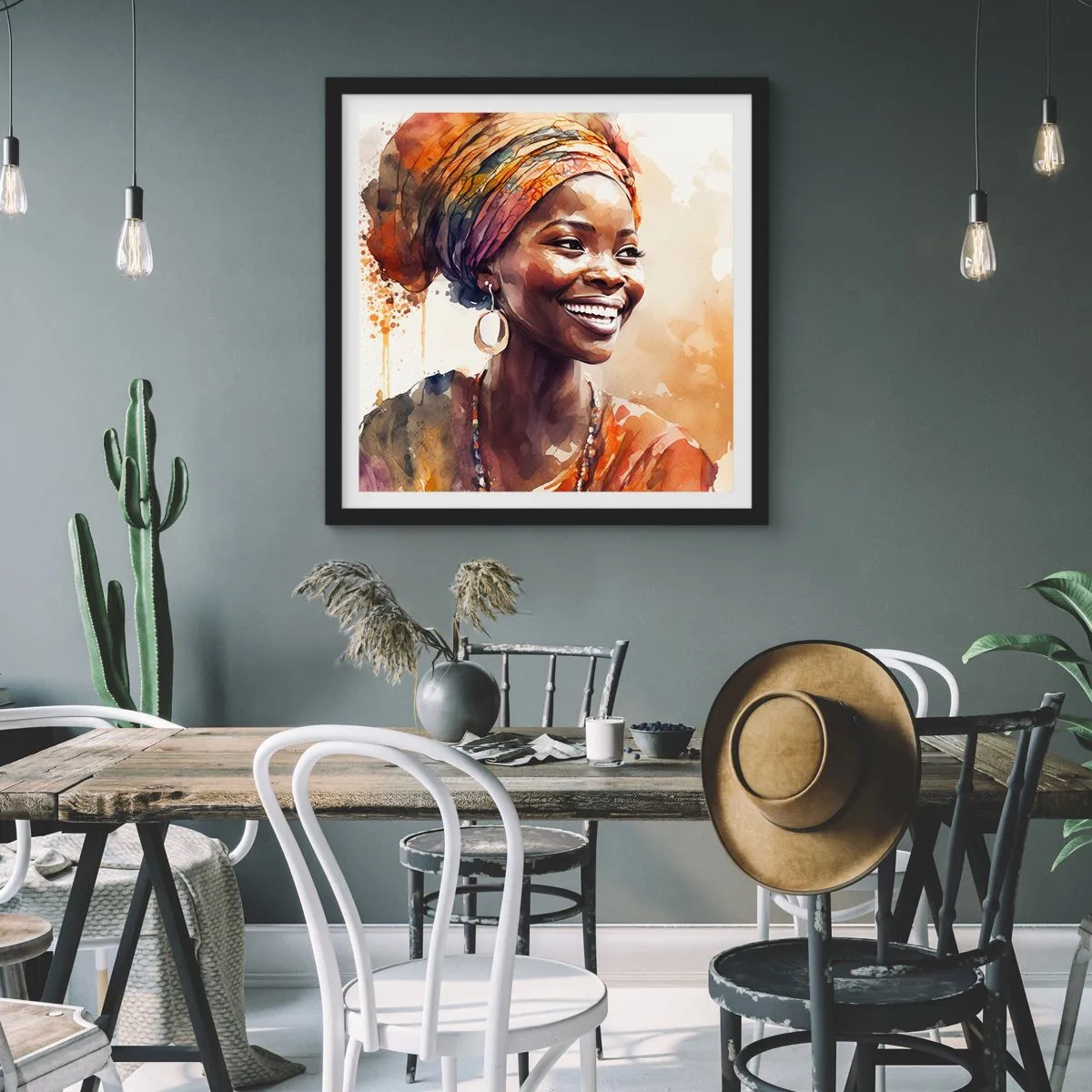 Plakát v černém rámu - Africká královna - 30x30 cm