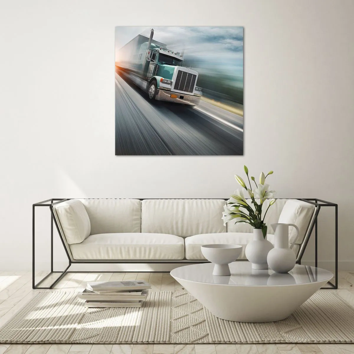 Obraz na skle - Americký obr v rychlosti - 70x70 cm