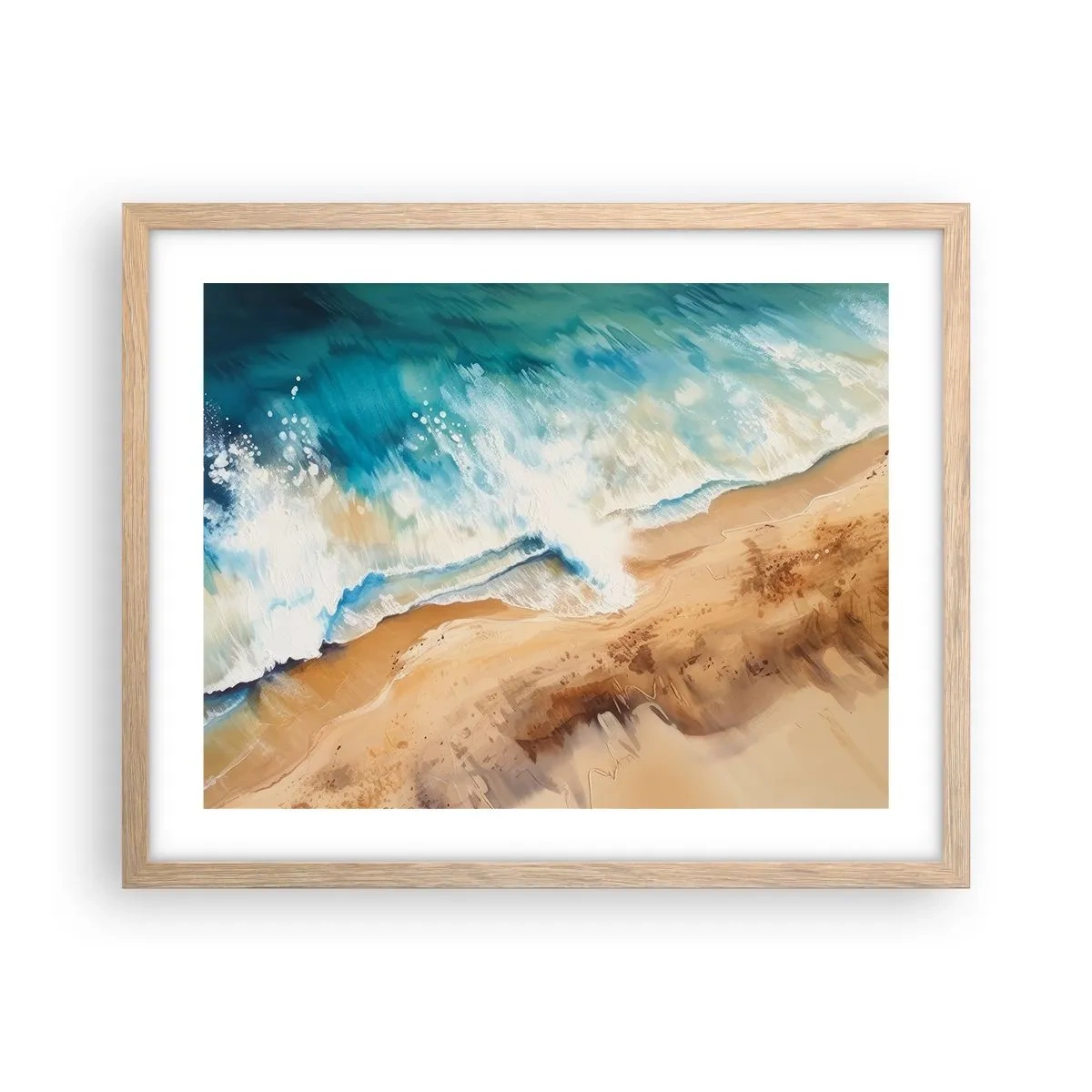 Plakát v rámu světlý dub - Vlna, která se vrací - 50x40 cm