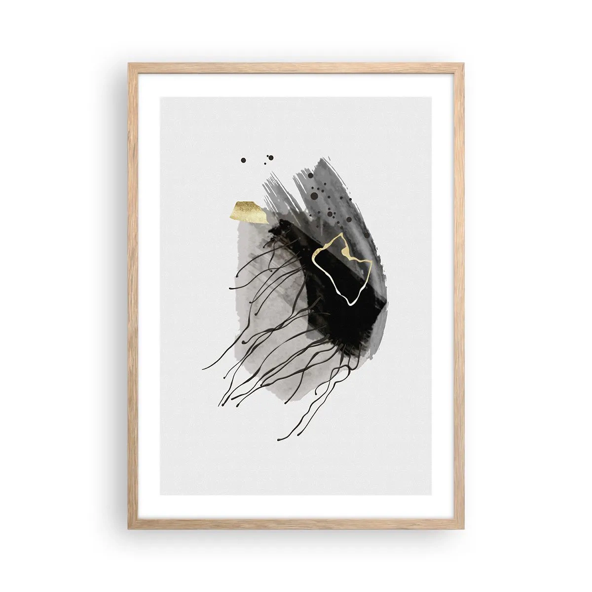 Plakát v rámu světlý dub - V černé a zlaté - 50x70 cm