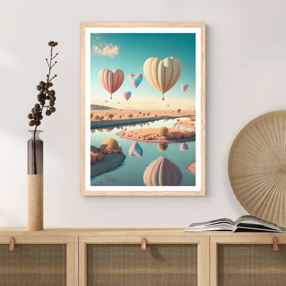 Plakát v rámu světlý dub - Láska tě nechá vzlétnout - 61x91 cm