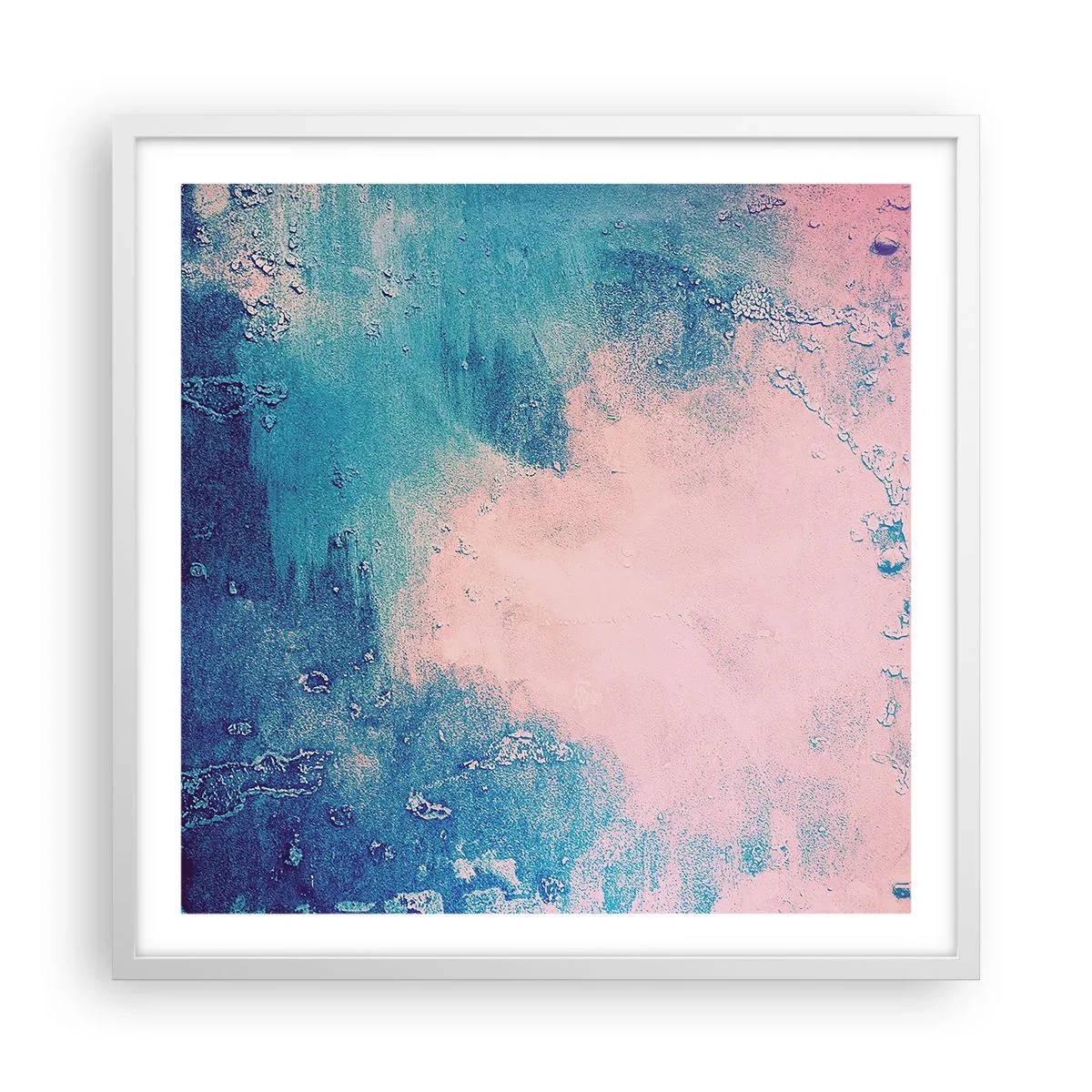 Plakát v bílém rámu - Modrá objetí - 60x60 cm