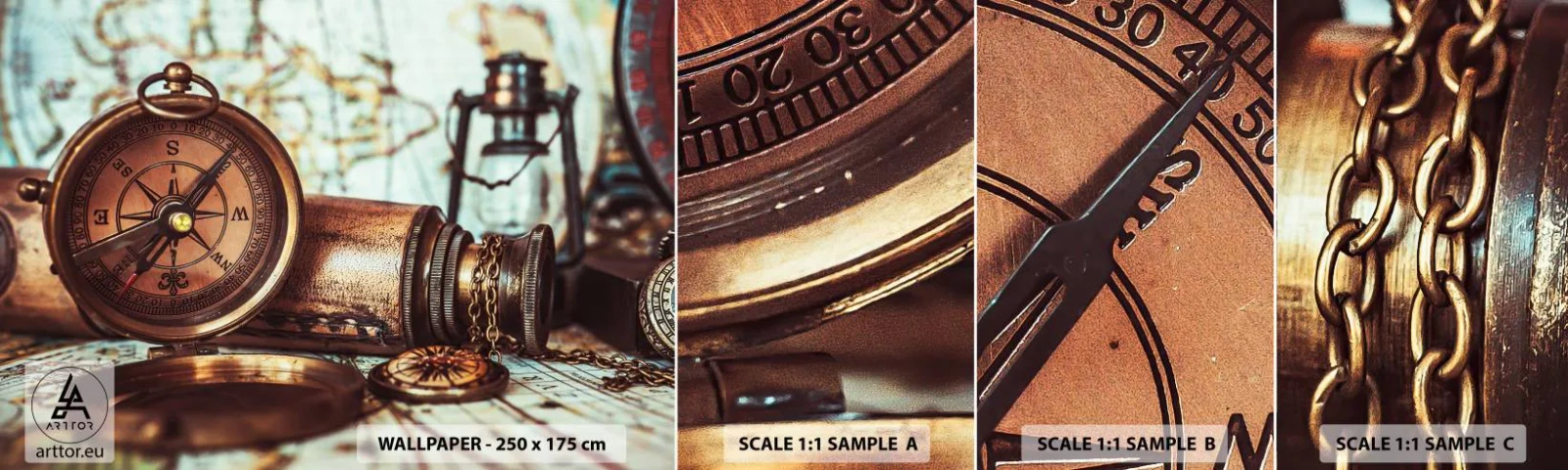 Fototapeta Vzorek Standard Eco - Pirátské dobrodružství v Karibiku čeká - Námořní, Piráti, Kompas - 100x30 cm