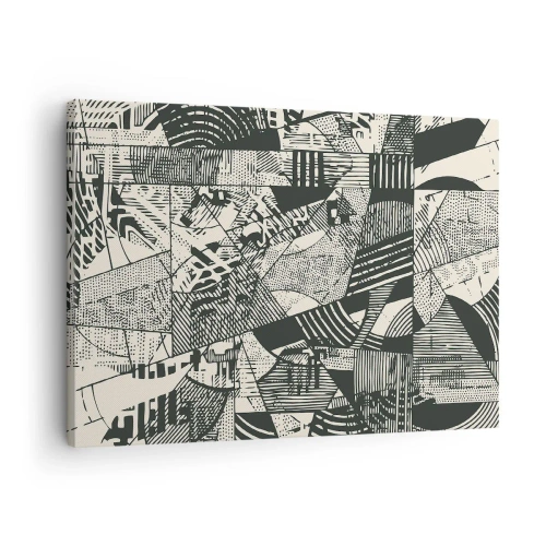Obraz na plátně - Geometrické abstraktní vzory v odstínech zelené na světlém pozadí - 70x50cm - Dynamika současnosti - Moderní nástěnná dekorace do obývacího pokoje a ložnice ARTTOR
