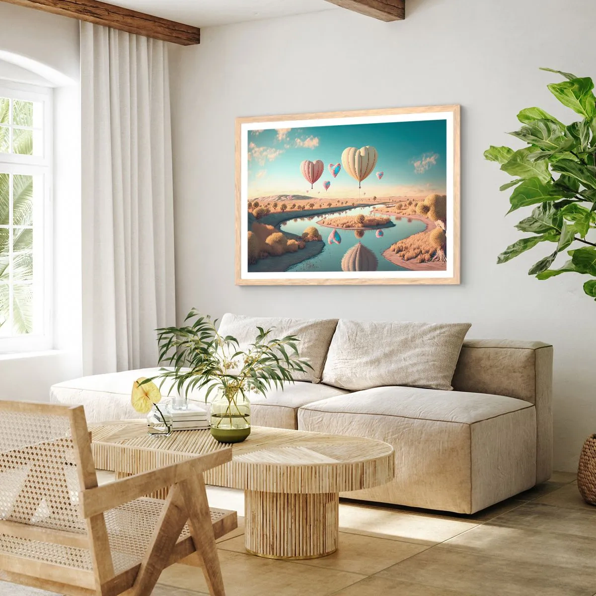 Plakát v rámu světlý dub - Láska tě nechá vzlétnout - 100x70 cm