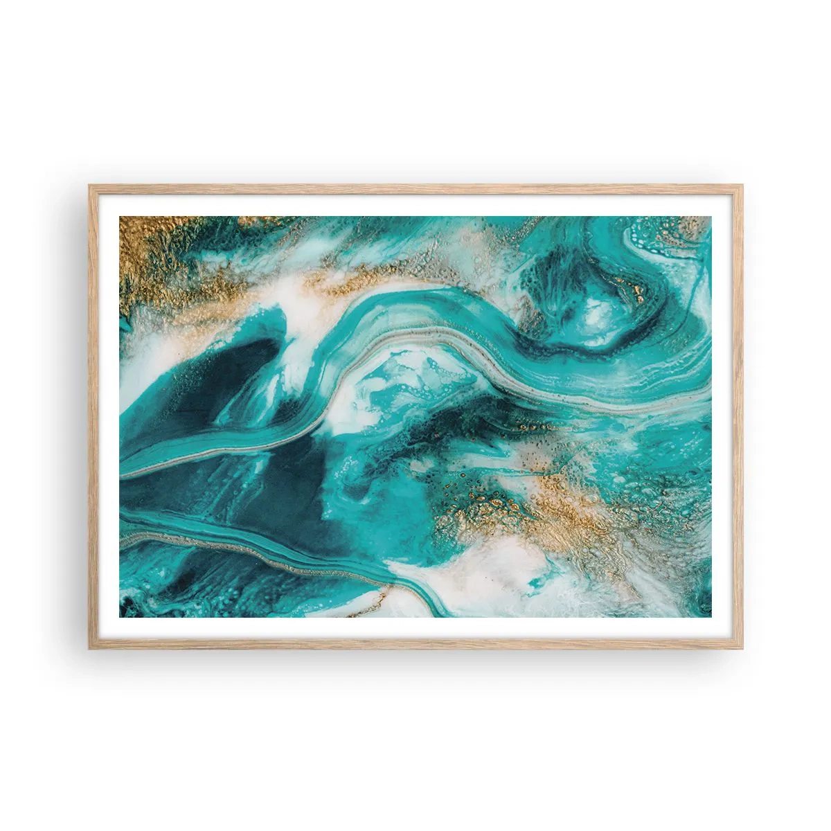 Plakát v rámu světlý dub - Řeka zlata - 100x70 cm