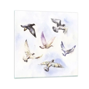 Obraz na skle - Svoboda v šedé a modré - 60x60 cm