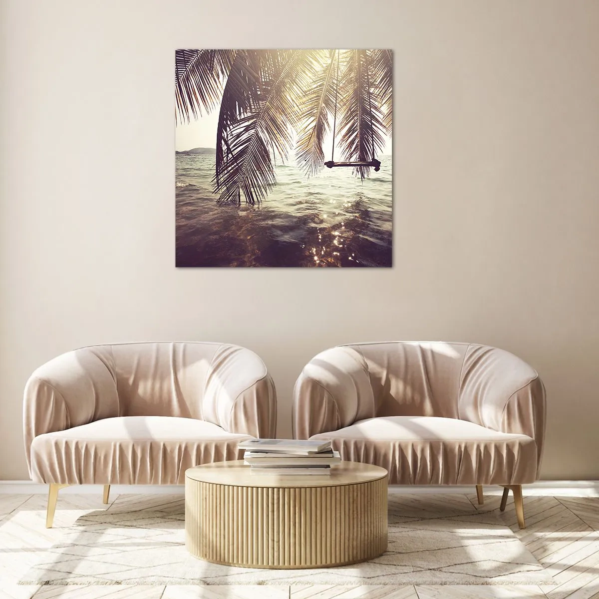 Obraz na skle - Houpat se libovolně v oblacích - 70x70 cm