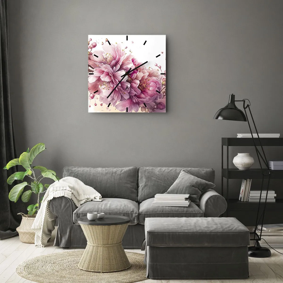 Nástěnné hodiny - Květ kvetoucí třešně - 40x40 cm
