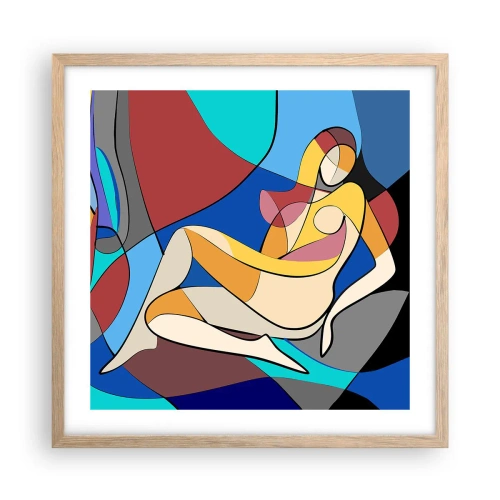 Plakát v rámu světlý dub - Kubistický akt - 50x50 cm