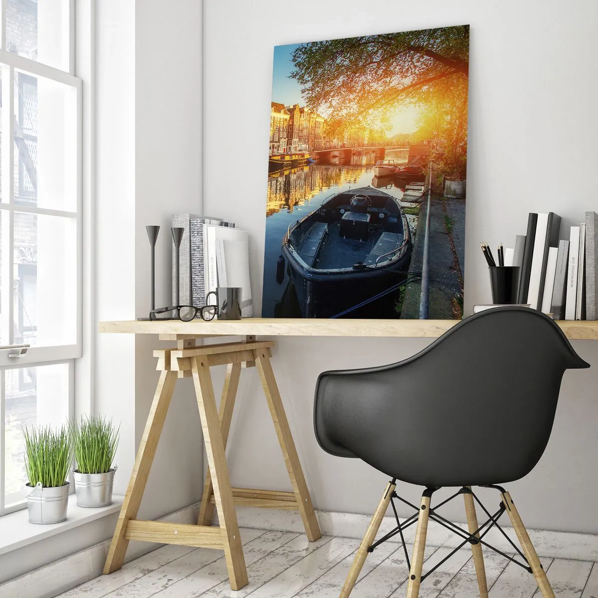 Obraz na skle - Ráno v Amsterdamu - 50x70 cm