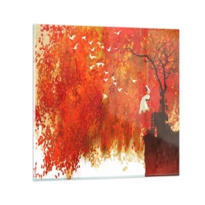 Obraz na skle - Poletí s nimi? - 30x30 cm