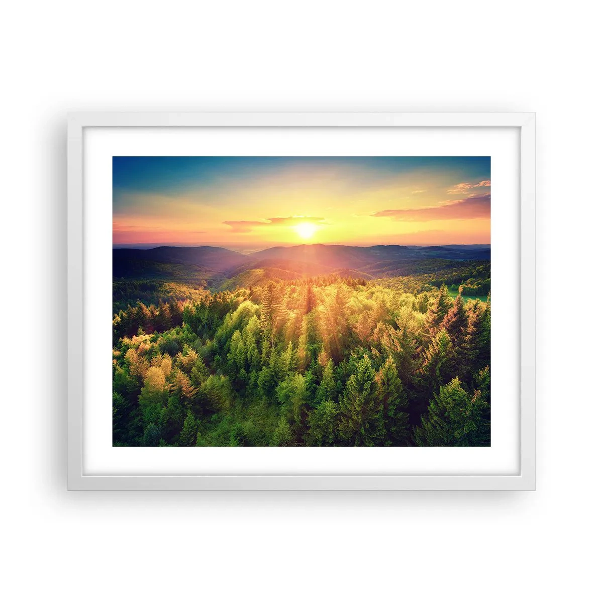 Plakát v bílém rámu - Vrcholky a vrcholy - 50x40 cm