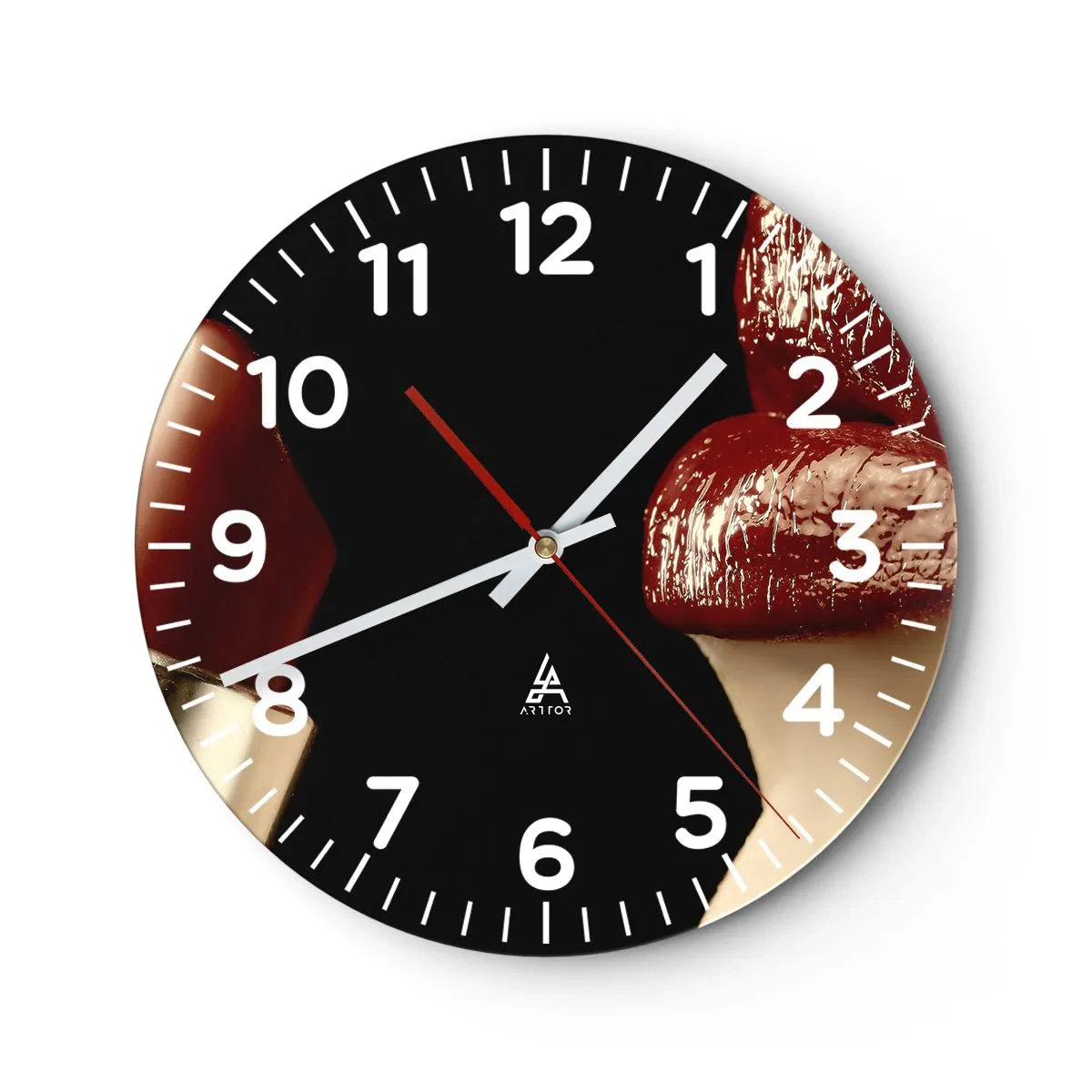 Nástěnné hodiny - Smyslnost a lesk karmínu - 30x30 cm