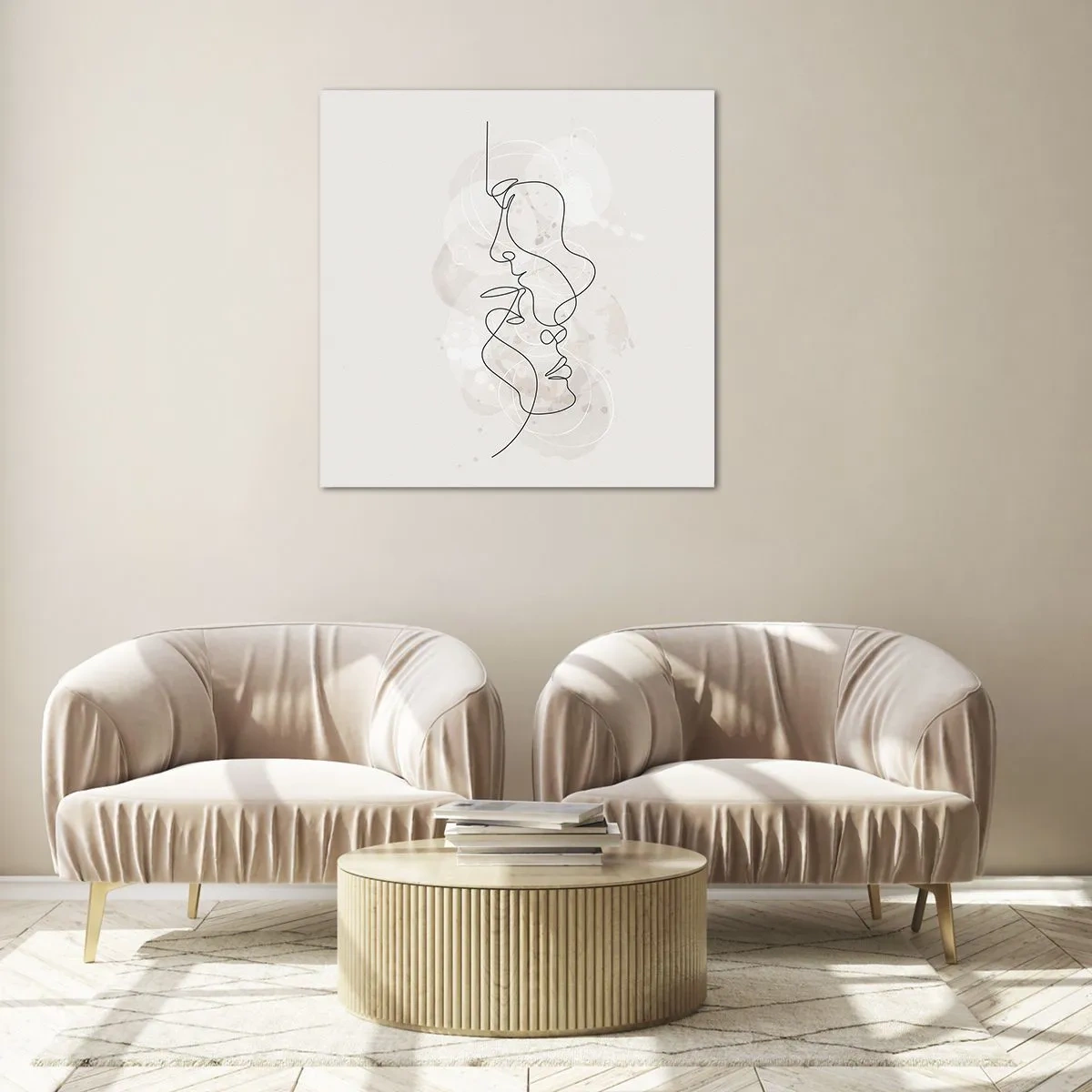 Obraz na skle - Zamotaní v objetí - 70x70 cm