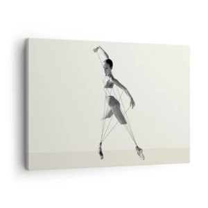 Obraz na plátně - Baletka v geometrické interpretaci s čarami - 70x50cm - V divadle světa - Moderní nástěnná dekorace do obývacího pokoje a ložnice ARTTOR