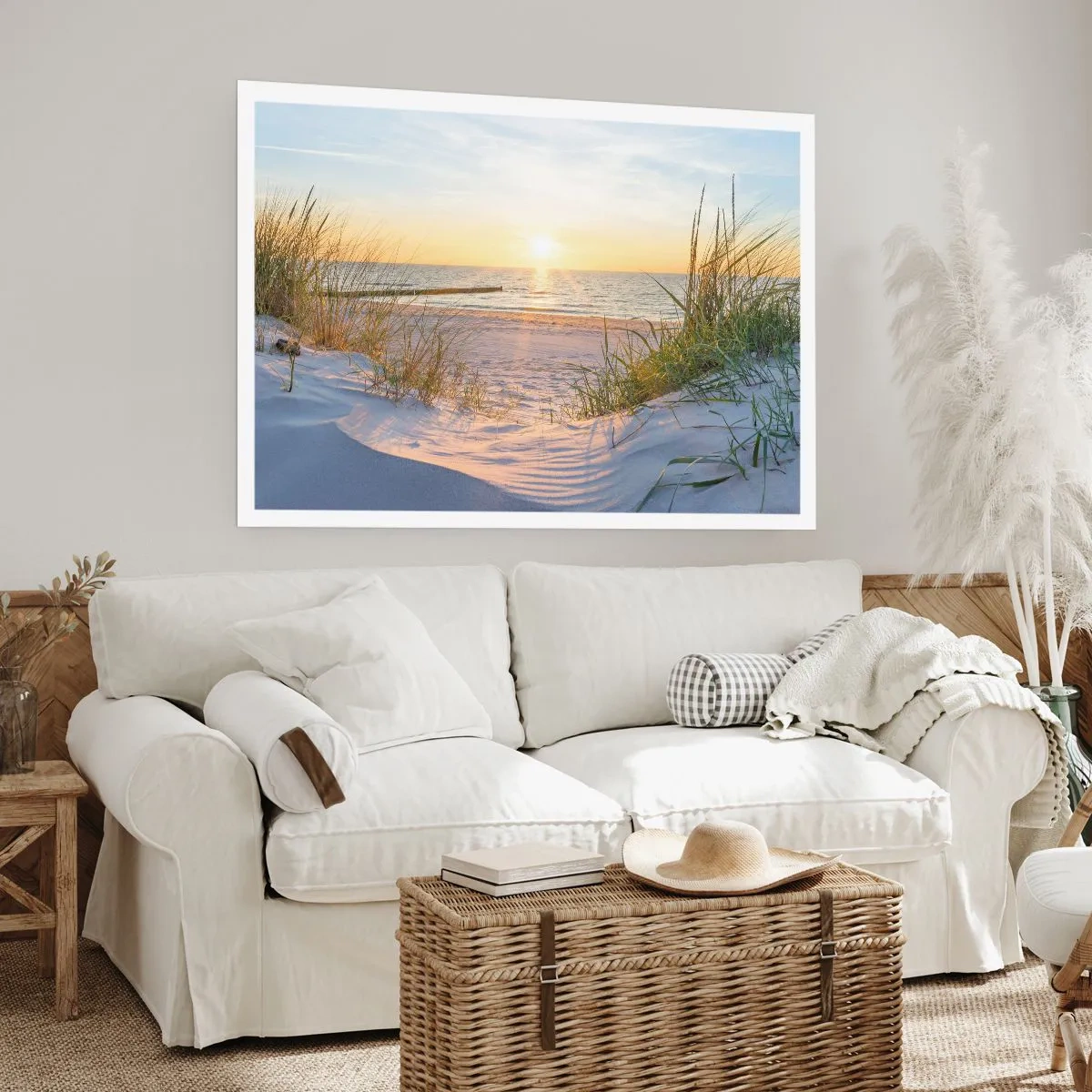 Plakát - Šumění moře, zpěv ptáků, divoká pláž uprostřed trávy… - 40x30 cm