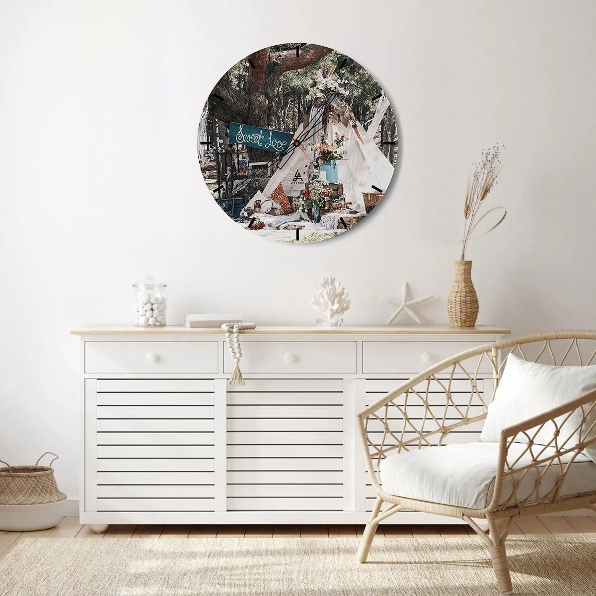 Nástěnné hodiny - Make love… - 40x40 cm