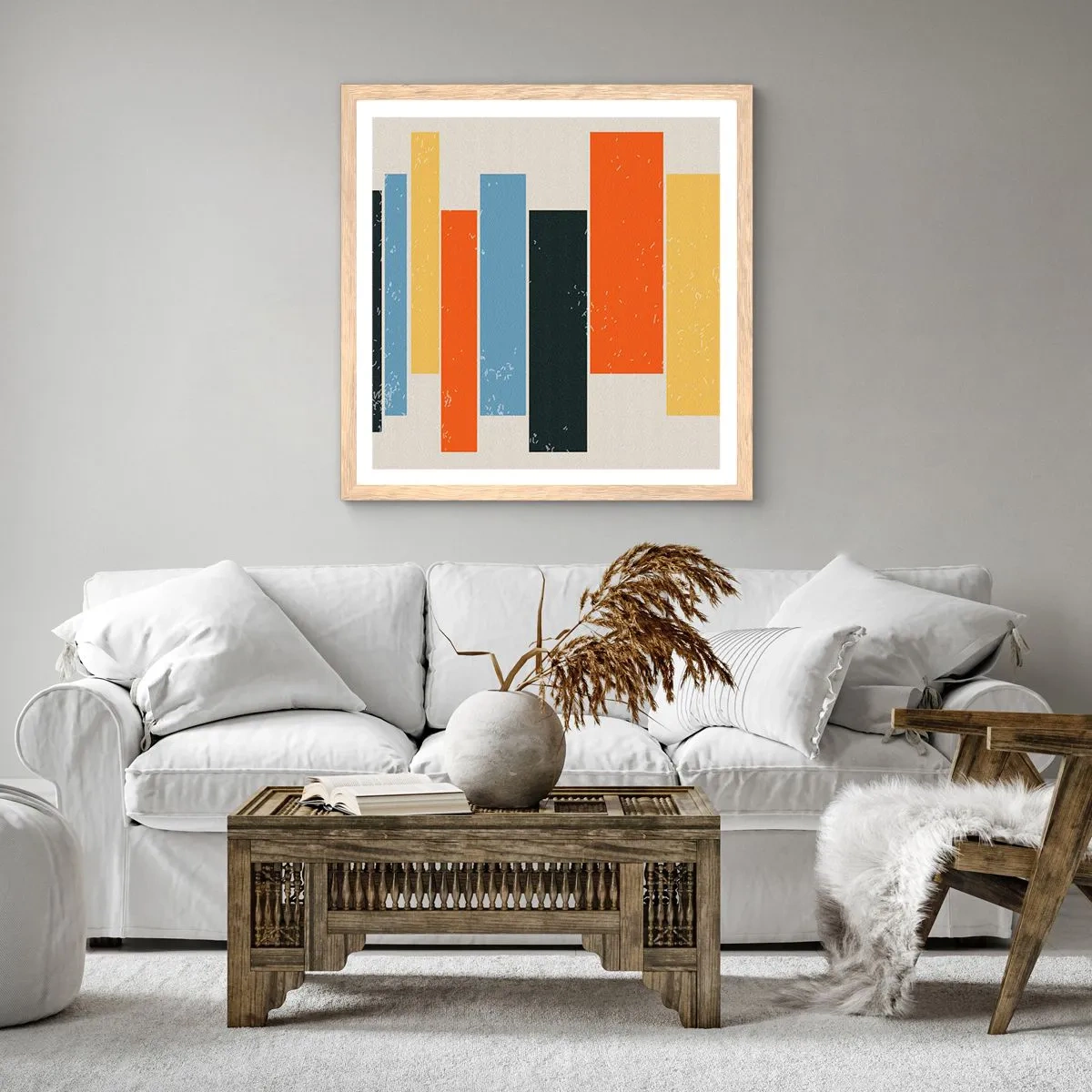 Plakát v rámu světlý dub - Záznam hudby - 50x50 cm