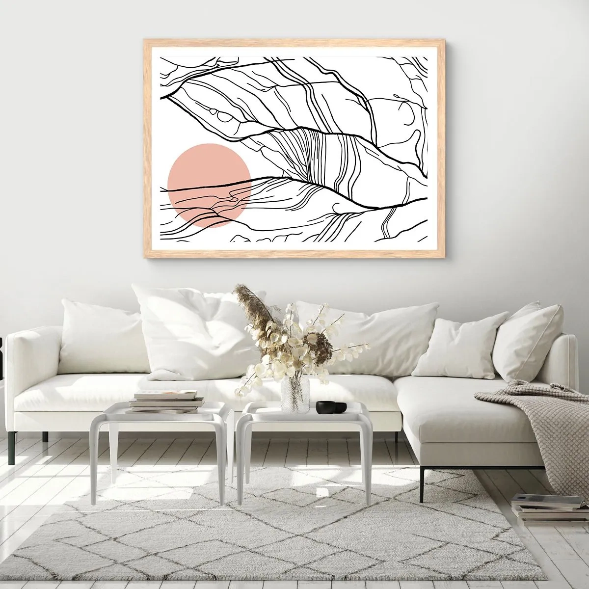 Plakát v rámu světlý dub - V síti větviček - 91x61 cm
