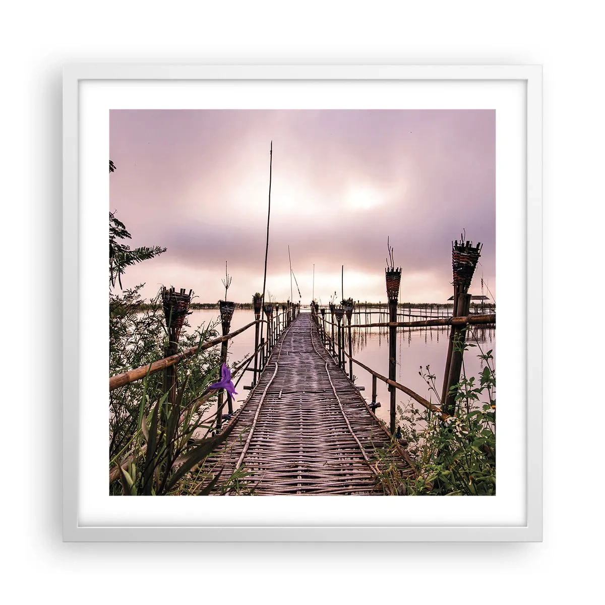 Plakát v bílém rámu - Klid a pohoda Asie - 50x50 cm