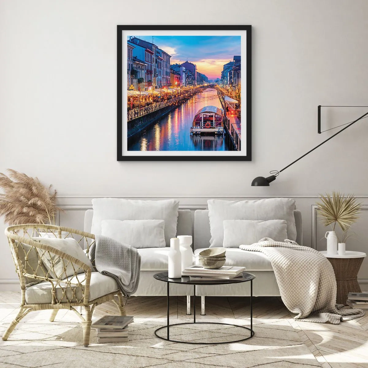 Plakát v černém rámu - Večer plný světla a zábavy - 50x50 cm