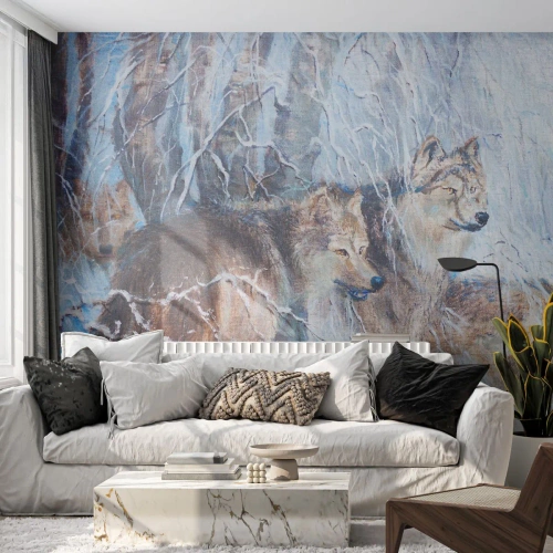 Fototapeta Samolepicí Deluxe Sticker - Pozor! Přichází… - Zvířata, vlci, Les - 200x140 cm