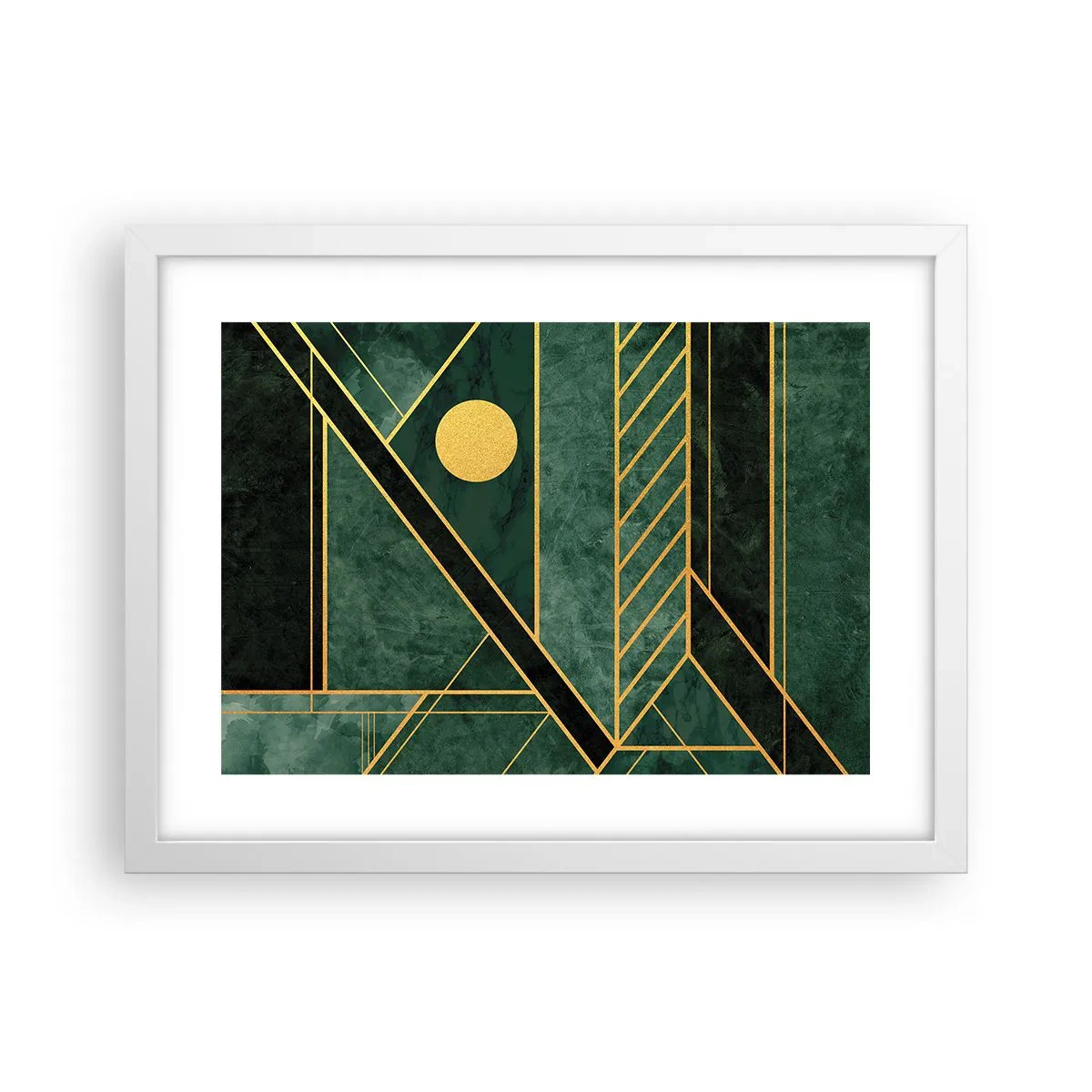 Plakát v bílém rámu - Dynamika zlata a lazuritu - 40x30 cm
