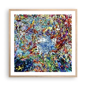 Plakát v rámu světlý dub - Vitráž s kapkami - 60x60 cm