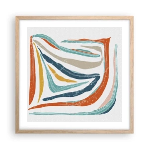 Plakát v rámu světlý dub - Přátelsky usměvavá abstrakce - 50x50 cm