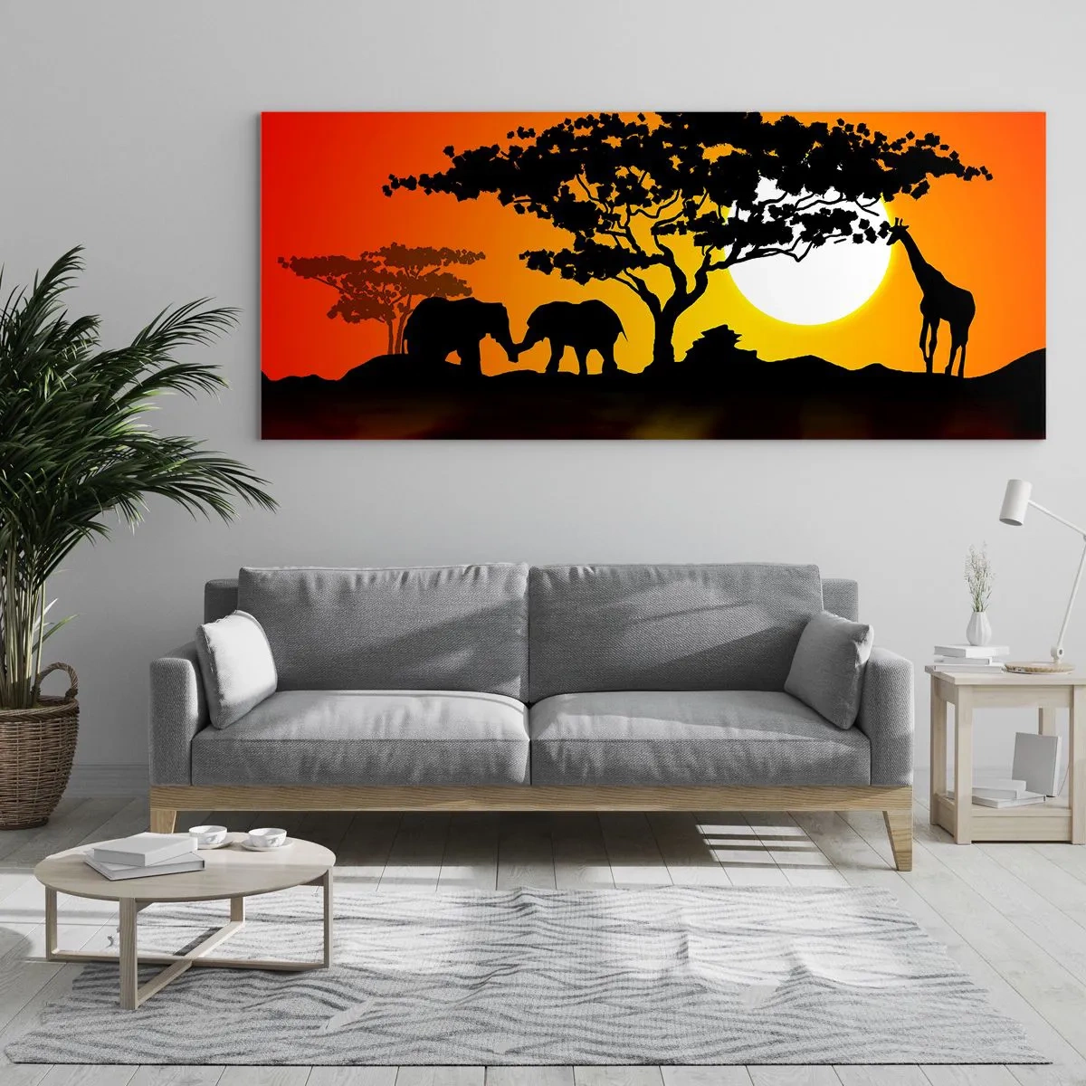 Obraz na skle - Setkání na savaně - 160x50 cm