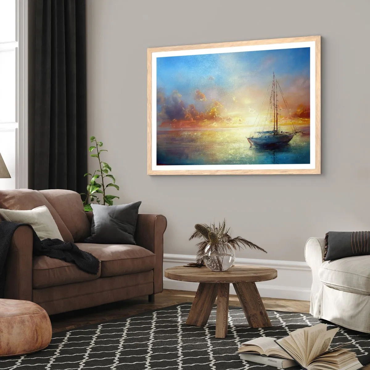 Plakát v rámu světlý dub - Ve zlatém zálivu - 91x61 cm