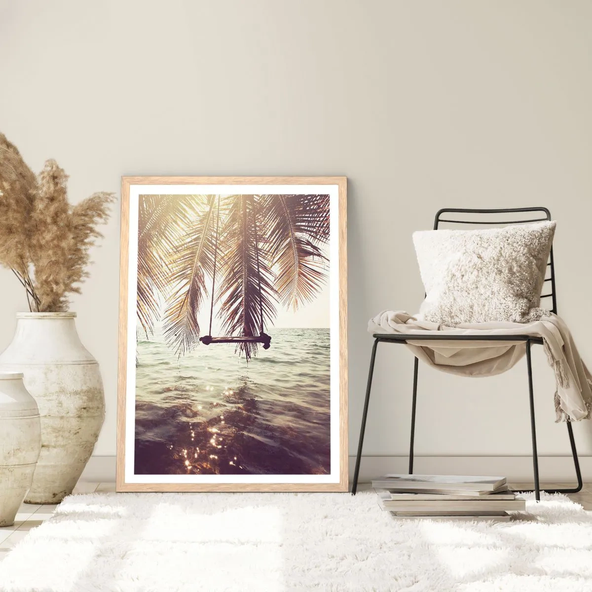 Plakát v rámu světlý dub - Houpat se libovolně v oblacích - 70x100 cm