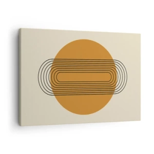 Obraz na plátně - Geometrický vzor s oranžovými kruhy a čarami - 70x50cm - Dokonalý plán - Moderní nástěnná dekorace do obývacího pokoje a ložnice ARTTOR