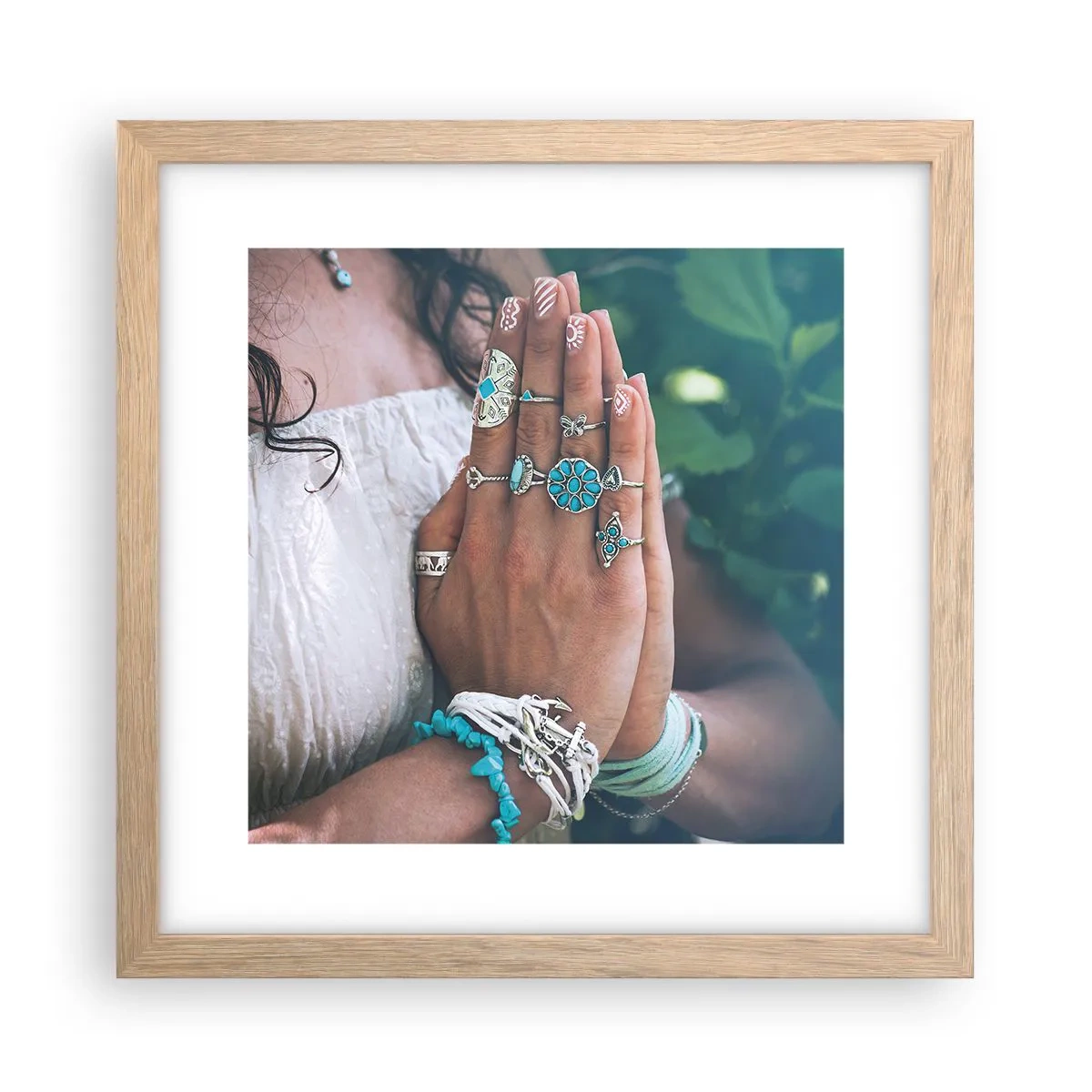 Plakát v rámu světlý dub - Vítejte v centru bytí - 30x30 cm